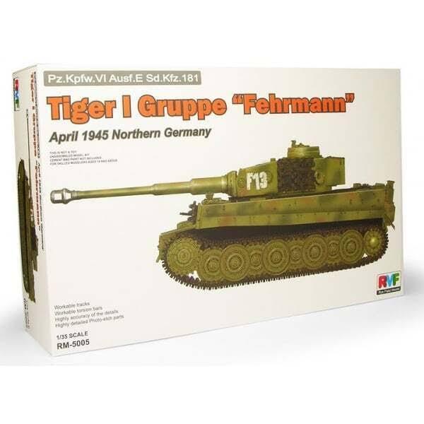 Ryefield 5005 1/35 Tiger I Gruppe Fehrmann April 1945 w/workable Track Links Plastic Model Kit