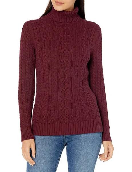 Amazon Essentials Women's Fisherman Cable Turtleneck Sweater (Available in Plus Size)