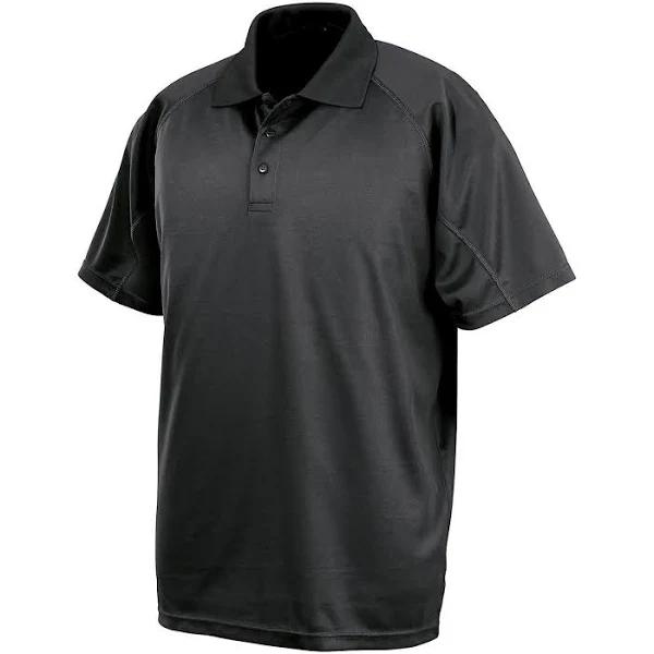 Spiro Impact Mens Performance Aircool Polo T-Shirt Black XXS