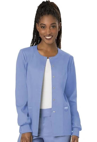 Cherokee Workwear Revolution Snap-Front Scrub Jacket - 2x - Ceil Blue