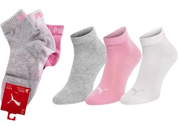 Puma Women's Quarter Plain Socks 3 Pairs - Pink