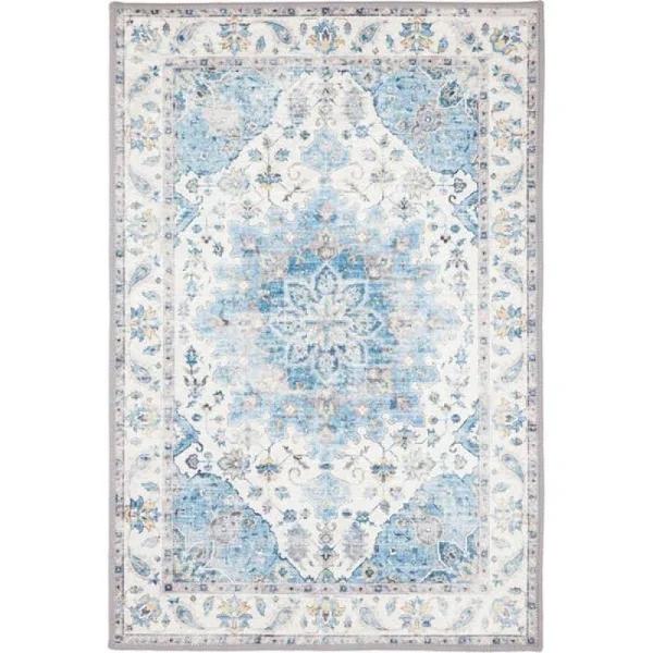 120x180cm Conrad Blue Traditional Distressed Non Slip Rug