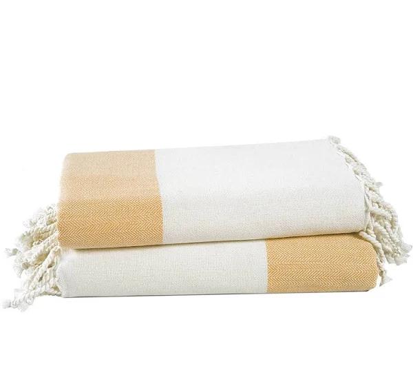 Set of 2 100% Cotton Herringbone Turkish Beach Towels - Citrus