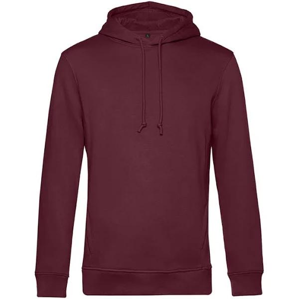 B&C Mens Organic Hooded Sweater (Burgundy) (XS)