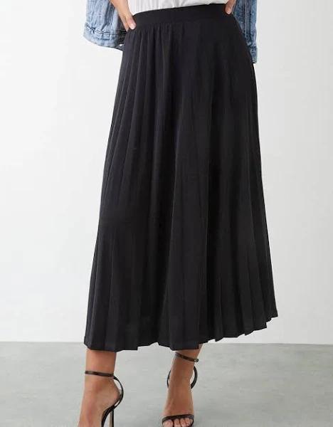 Dorothy Perkins Womens/Ladies Pleated Midi Skirt Black 8 UK Polyester Elastane Womens Midi Skirt