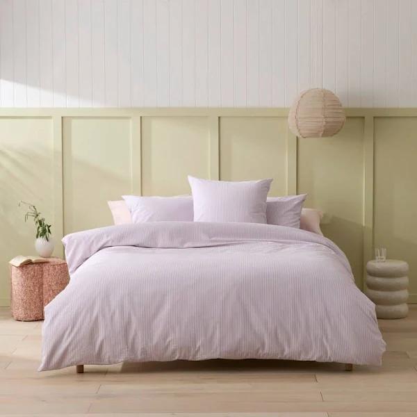 Adairs Talia Stripe Lilac Quilt Cover Set + Separates - King