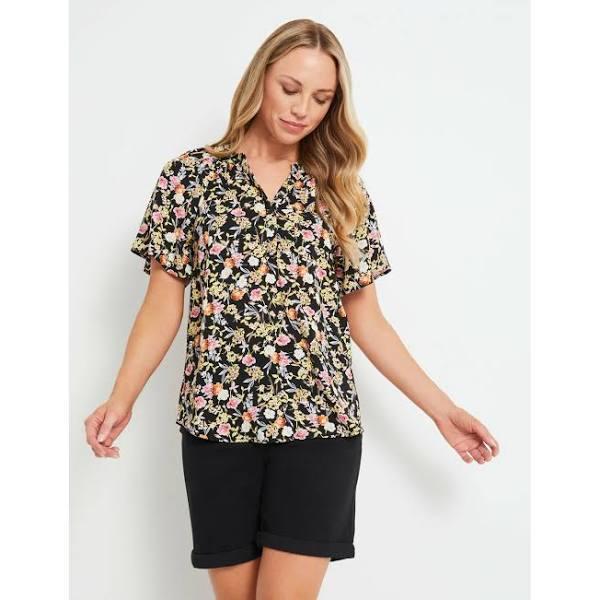 Rivers - Womens Tops - Printed Button Thru Short Sleeve Shirt - 16