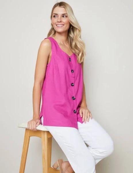 W Lane - Womens Tops - Linen Button Up Top