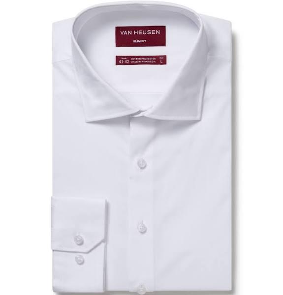 Van Heusen Solid Long Sleeve Business Shirt White M