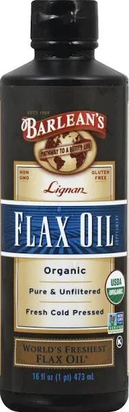 Barlean's Organic Lignan Flaxseed Oil, Highest Lignan, 100% Organic - 16 fl oz bottle