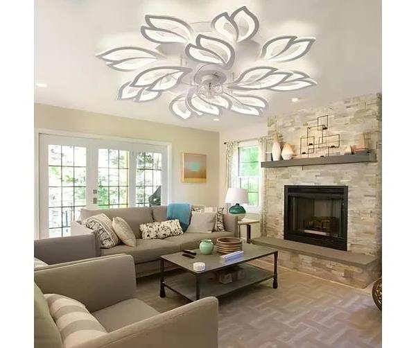 Modern Ceiling Light Fan Low Profile 90cm White