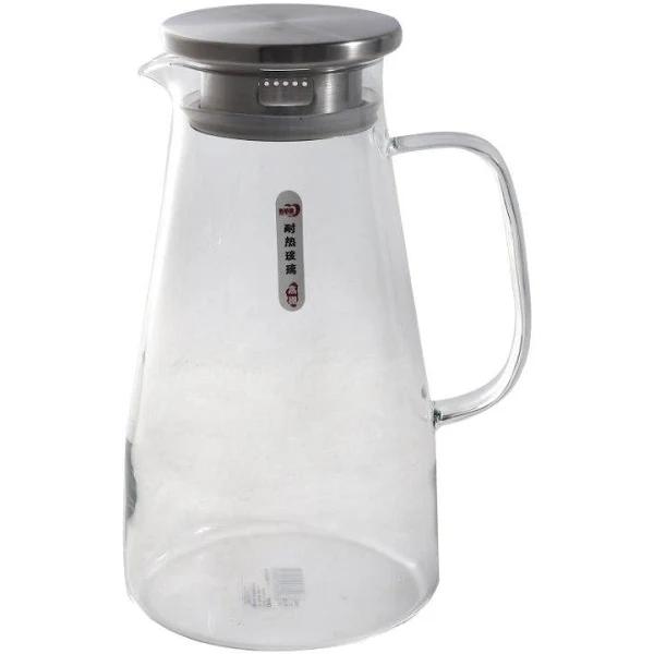 Clear Glass Water and Beverage Jug with Lid and Handle 1.8 Litre