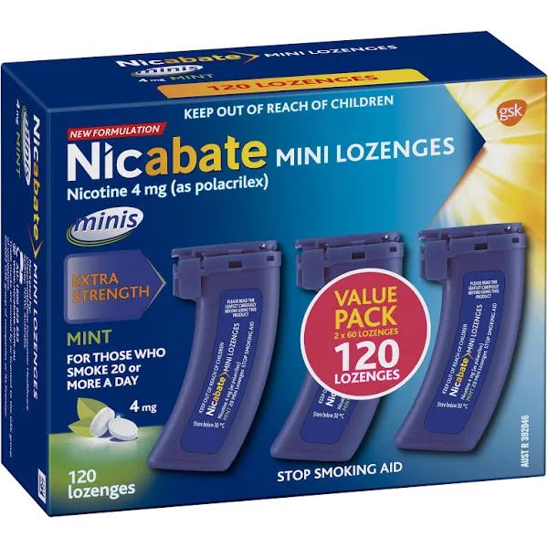 Nicabate Minis 4mg 120 Lozenges Exclusive Size