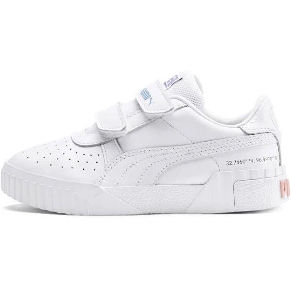 Puma Childrens Unisex Cali V x Selena Gomez Double Strap White Leather Kids Trainers 372461 01 - Size UK 13 Kids