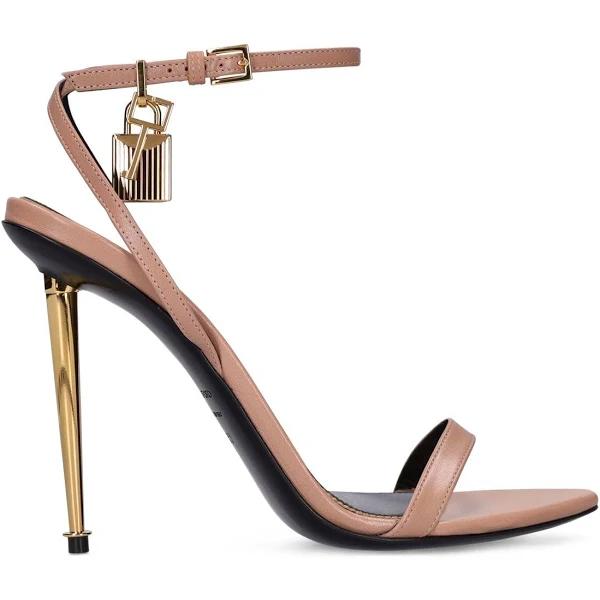 Tom Ford Taupe Padlock Heel Sandals