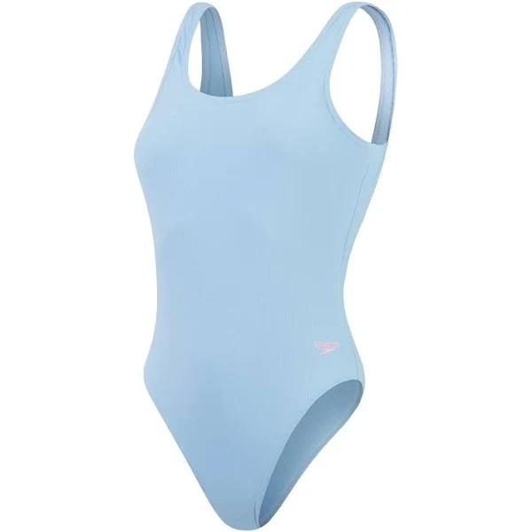 Speedo Textured Deep U-back Swimsuit Blue 34 Woman