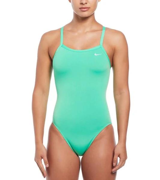 Nike Women's Hydrastrong Solid Poly Racer Back One Piece Swimsuit - Green Shock | Polyester - Swimoutlet.com