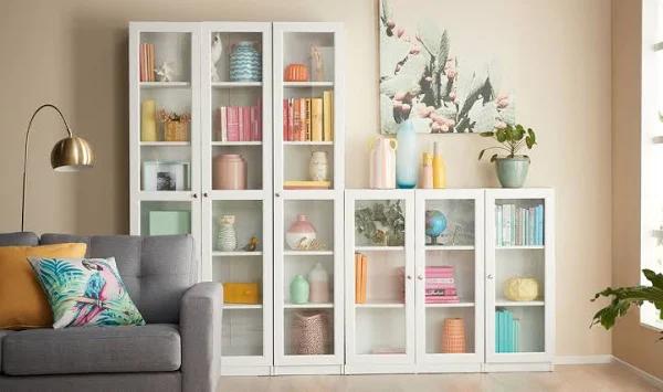 Kobi Large Wide Bookcase with Glass Doors