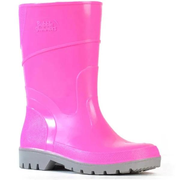 Bata Bubblegummer Kids Gumboot, Highcut Pink/Grey / 12 (Kids)