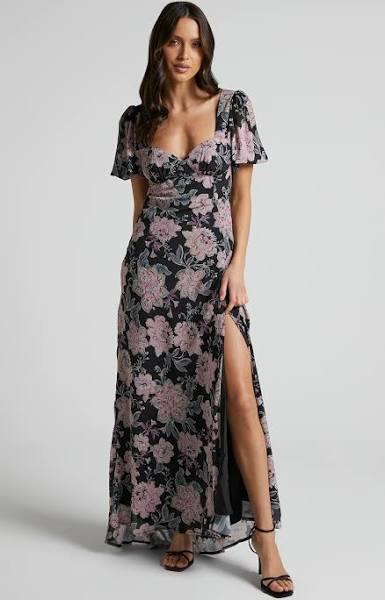 Lorie Midaxi Dress - Short Sleeve Cut Out Tie Back Dress in Ornamental Floral - Showpo Day Dress Dresses | Summer Outfits