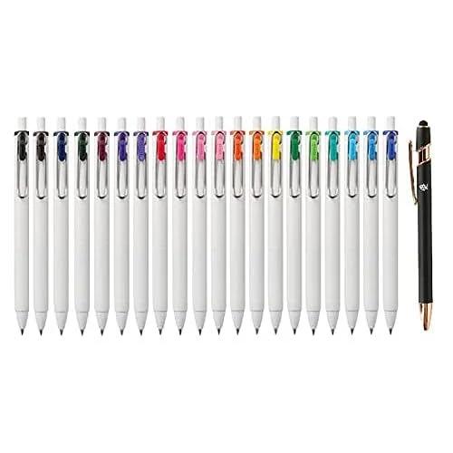 Uniball One Gel Ink 0.38mm Ballpoint Pen 20 Colors Set UMNS38-20C Japan Import with Original Stylus Ballpoint Touch Pen