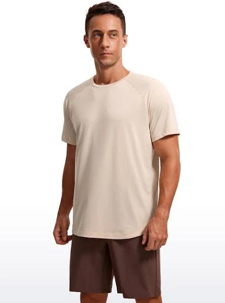 CRZ Yoga Men's Running Classic Fit Shirts Lightweight Short Sleeves White Opal / L