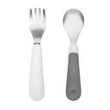 OXO Tot On The Go Fork and Spoon Set - Grey