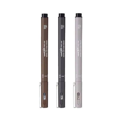 Uni-Ball Pin Fineliner Pen Assorted (Wallet of 3) - 0.5mm