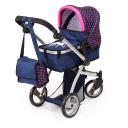 Bayer Trendy Doll Pram Dark Blue With Pink Hearts & Unicorn