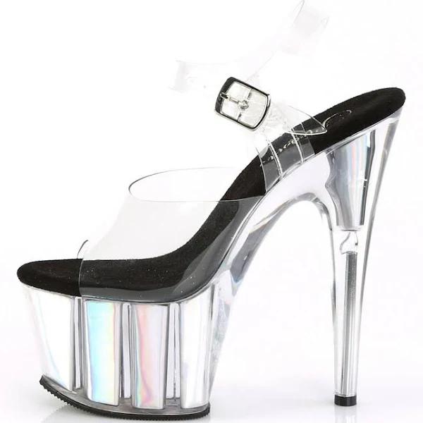 ADORE-708HGI Clear/Silver Hologram Inserts Platform Sandal 6