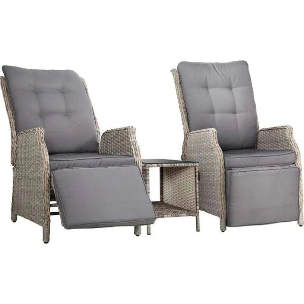 Gardeon Recliner Chairs Outdoor Sun Lounge Setting Patio Furniture Wicker Sofa