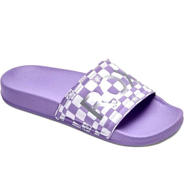 Roxy Kids Slippy Sandals Flip Flops Sliders - 12K / White/Lavender