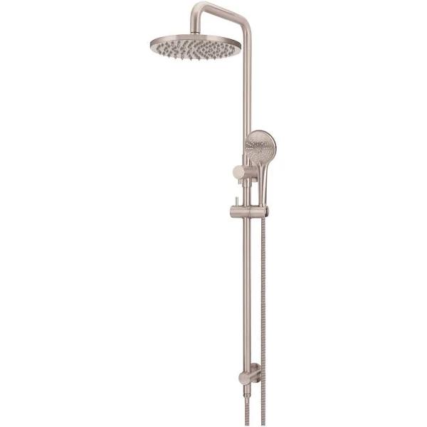 Meir Round Combination Shower Rail 200mm Rose, Three Function Hand Shower Chrome MZ0704-C