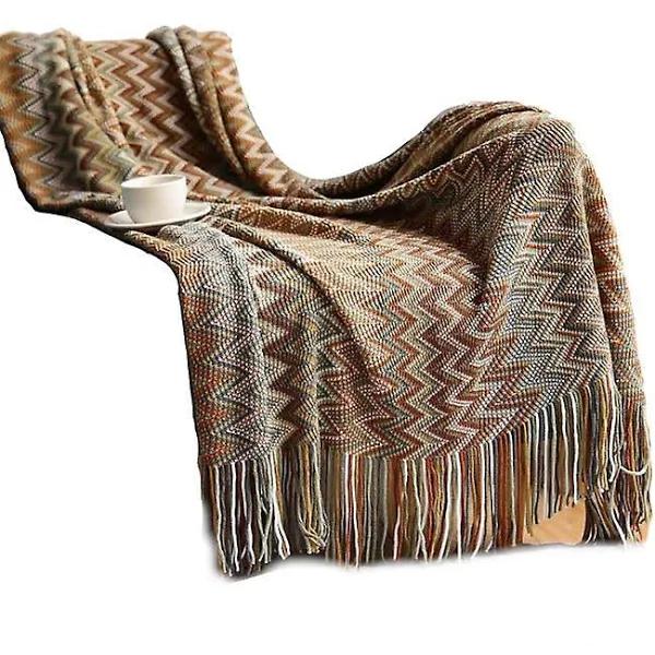 130cm x 170cm Warm Cozy Knitted Throw Blanket Brown