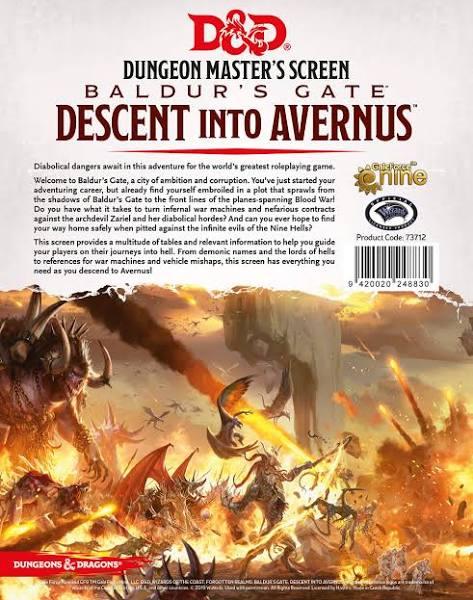 D&D Baldurs Gate Descent Into Avernus DM Screen