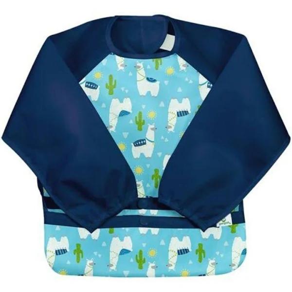 Snap & Go Easy-wear Long Sleeve Bib - Aqua Llamas 12/24mo