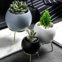 Nordic Ceramic Arc Pot with Metal Stand Home Decor Plant Pot