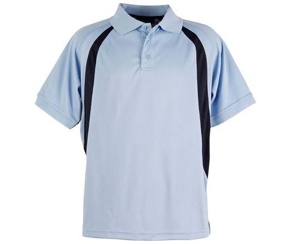 Thunder | Mens CoolDry Mesh Contrast Polo Shirts Sky Blue+Navy M