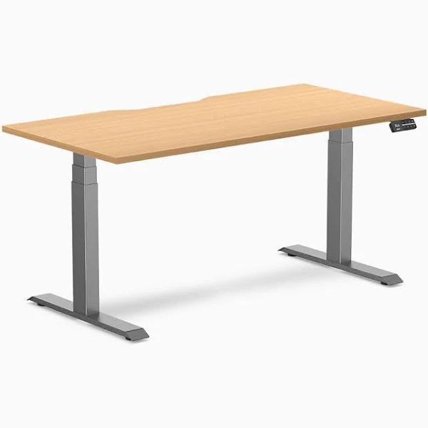 Desky Dual Scalloped Melamine Sit Stand Desk