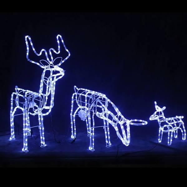 Lexi Lighting 3D Illuminated Led Reindeer Family With Motor - Blue