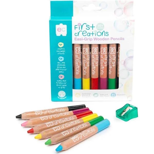 First Creations Easi-Grip Wooden Pencils Set of 6