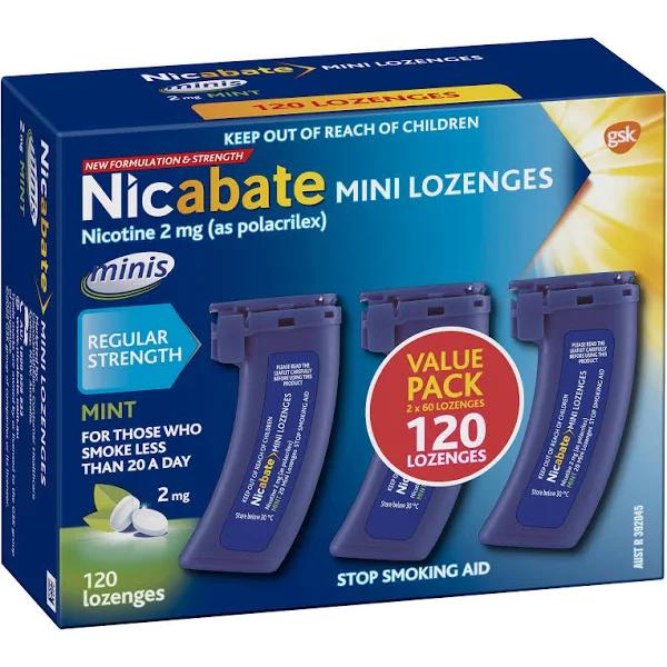 Nicabate Minis 2mg 120 Lozenges Exclusive Size