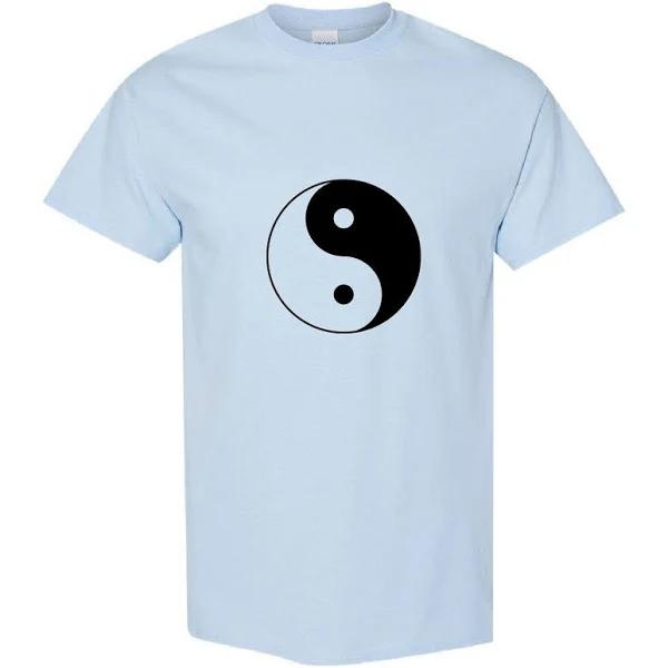 Ying Yang Tao Unique Spiritual Chinese Philosophy Symbol Men T Shirt Tee Top Light Blue 2XL