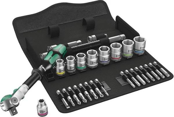 Wera 05004046001 8100 SB 6 Zyklop Metric Speed Ratchet Set, 29 Piece, 3/8" Drive