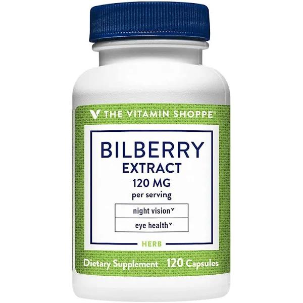 The Vitamin Shoppe, Bilberry Extract, 120 mg, 120 Capsules (60 MG Per Capsule)