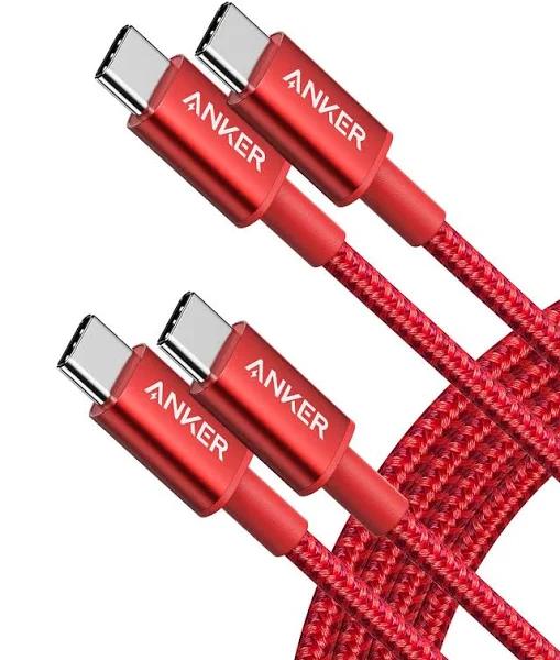 Anker 2-Pack USB C to USB C Cable 6ft 60W PD Charging Cable Red