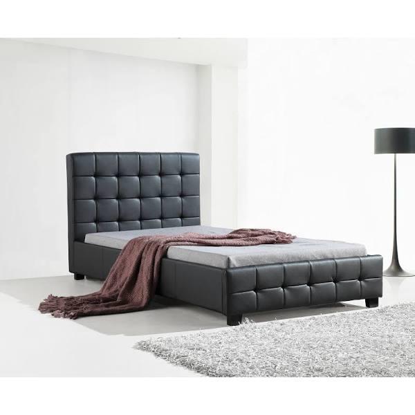 King Single Black Pu Leather Deluxe Bed Frame