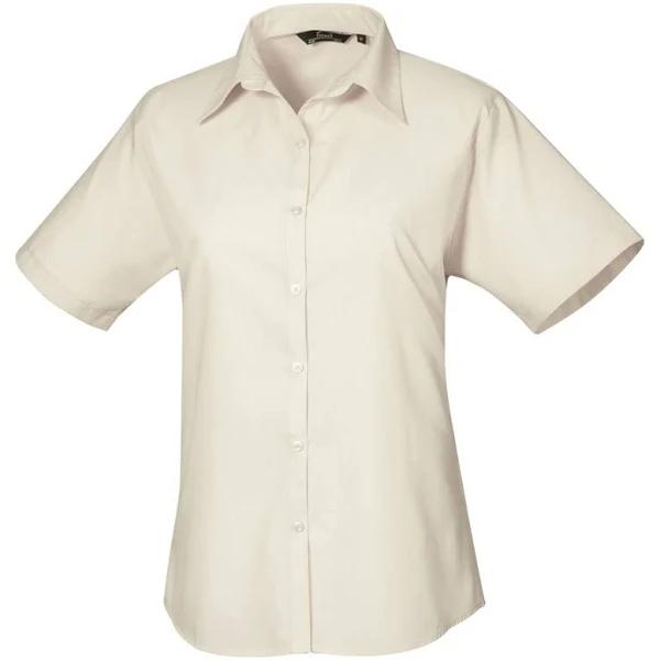 Premier Short Sleeve Poplin Blouse / Plain Work Shirt (Natural) (22)