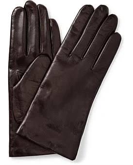 Milana Cashmere Lined Nappa Leather Gloves in DK Brown, Size M-L