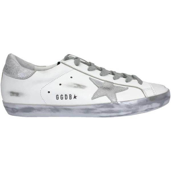 Golden Goose Super-Star Sneakers with Laminated Star 39 White,Silver Leather